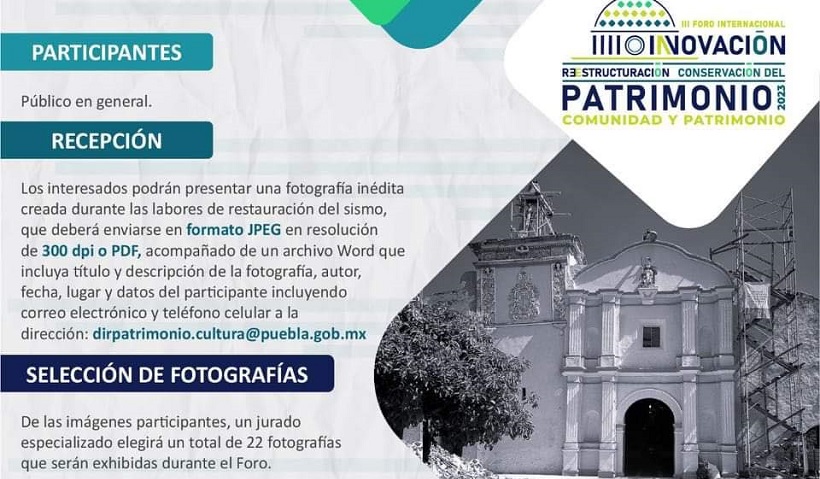 Invitan Cultura e INAH a convocatoria fotográfica sobre las labores de restauración de los sismos del 2017