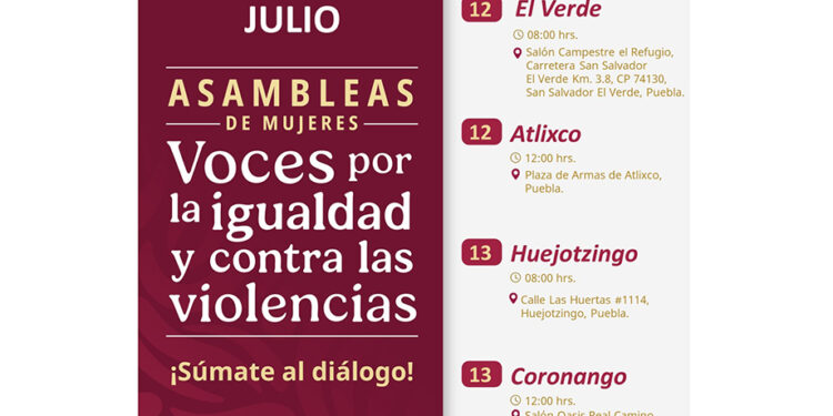 Puebla invita a Asambleas por los derechos y seguridad de mujeres