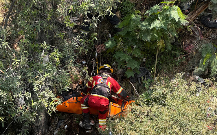 Extrae Protección Civil a un hombre que cayó en una barranca