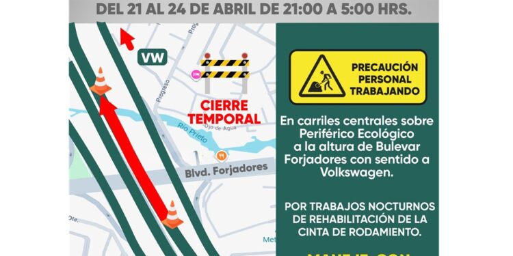 Anuncia Gobierno del Estado tendido nocturno de carpeta en Periférico Ecológico