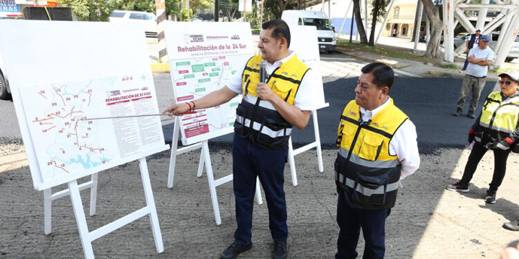 Gobierno Estatal rehabilita la 24 Sur; acelera transformación de vialidades en Puebla
