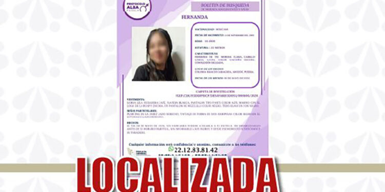 Reporta FGE localización de adolescente desaparecida en Amozoc