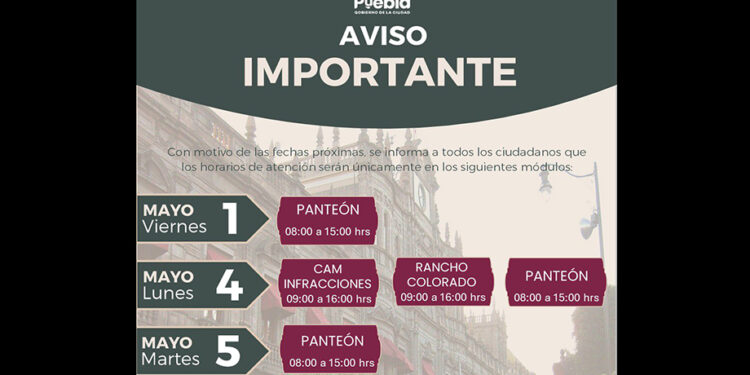 Informa Gobierno de la Ciudad horarios en módulos de cobro del 1 al 5 de mayo