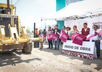 Omar Muñoz inicia pavimentación en San Lorenzo Almecatla