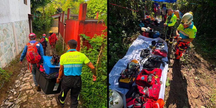 Participa CRUMT Tlaxcala en labores de búsqueda y rescate de personas en Cuetzalan, Puebla