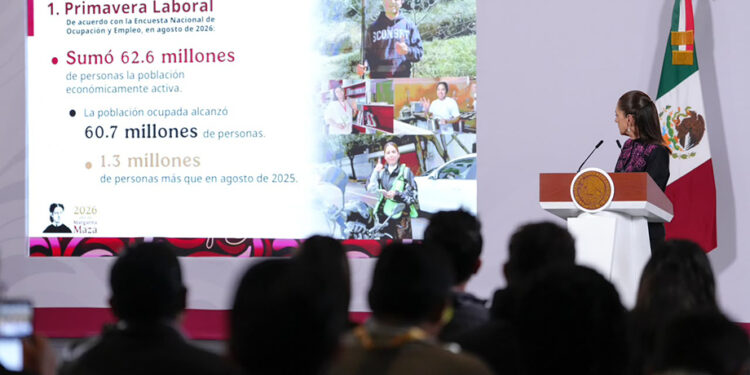 Entre agosto 2025 y agosto 2026, 1.3 millones de personas obtuvieron un empleo: Claudia Sheinbaum resalta primavera laboral en México