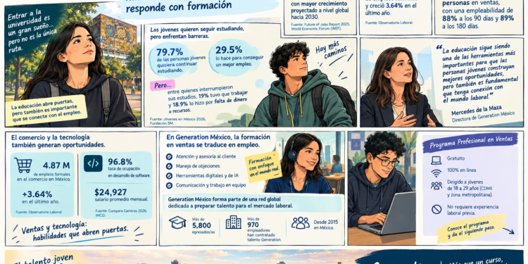 Ventas y tecnología, entre los empleos con mayor crecimiento hacia 2030; Generation México responde con formación