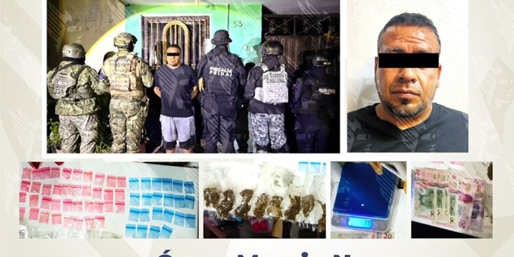 Asegura FGE punto de venta de droga y detiene a una persona en Izúcar de Matamoros