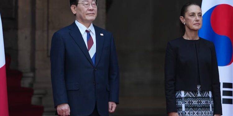 Presidenta Claudia Sheinbaum recibe en Palacio Nacional a su homólogo de la República de Corea, Lee Jae-myung