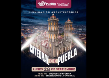 Invita Gobierno de Pepe Chedraui al encendido de la iluminación arquitectónica de la Catedral de Puebla