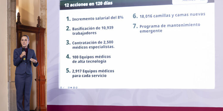 Claudia Sheinbaum anuncia programa emergente de 12 acciones en 120 días para mejorar la atención y las condiciones de los trabajadores en el IMSS